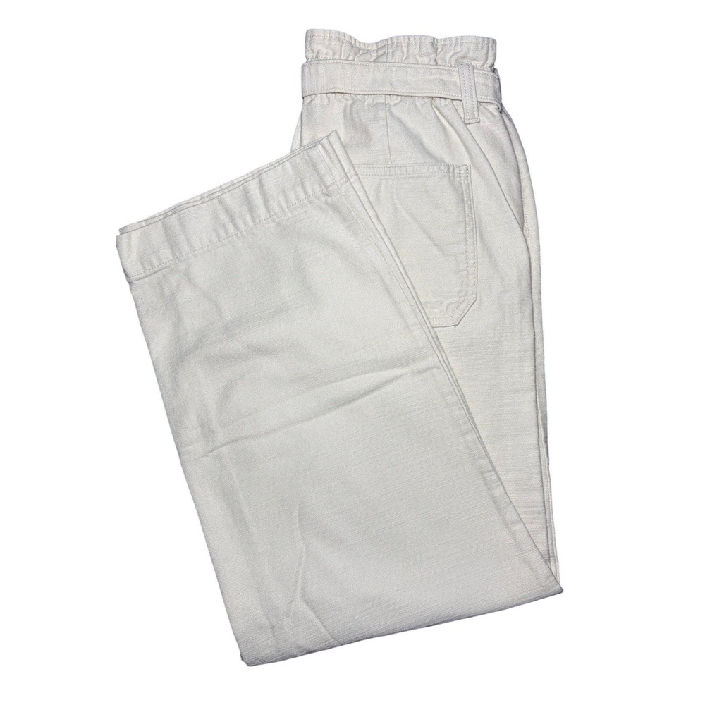 J.Crew Boho Paperbag Waist Wide Leg Crop Pants Cream Size 2 Womens